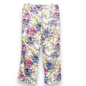 Susan Bristol Size 10 Floral Print Cotton/Spandex Ankle Pants